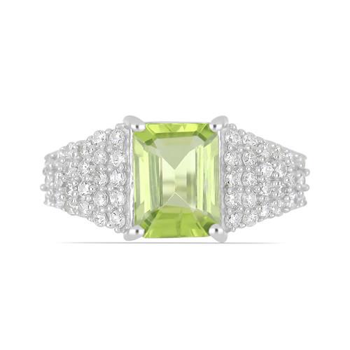 BUY NATURAL PERIDOT GEMSTONE CLASSIC RING IN STERLING SILVER